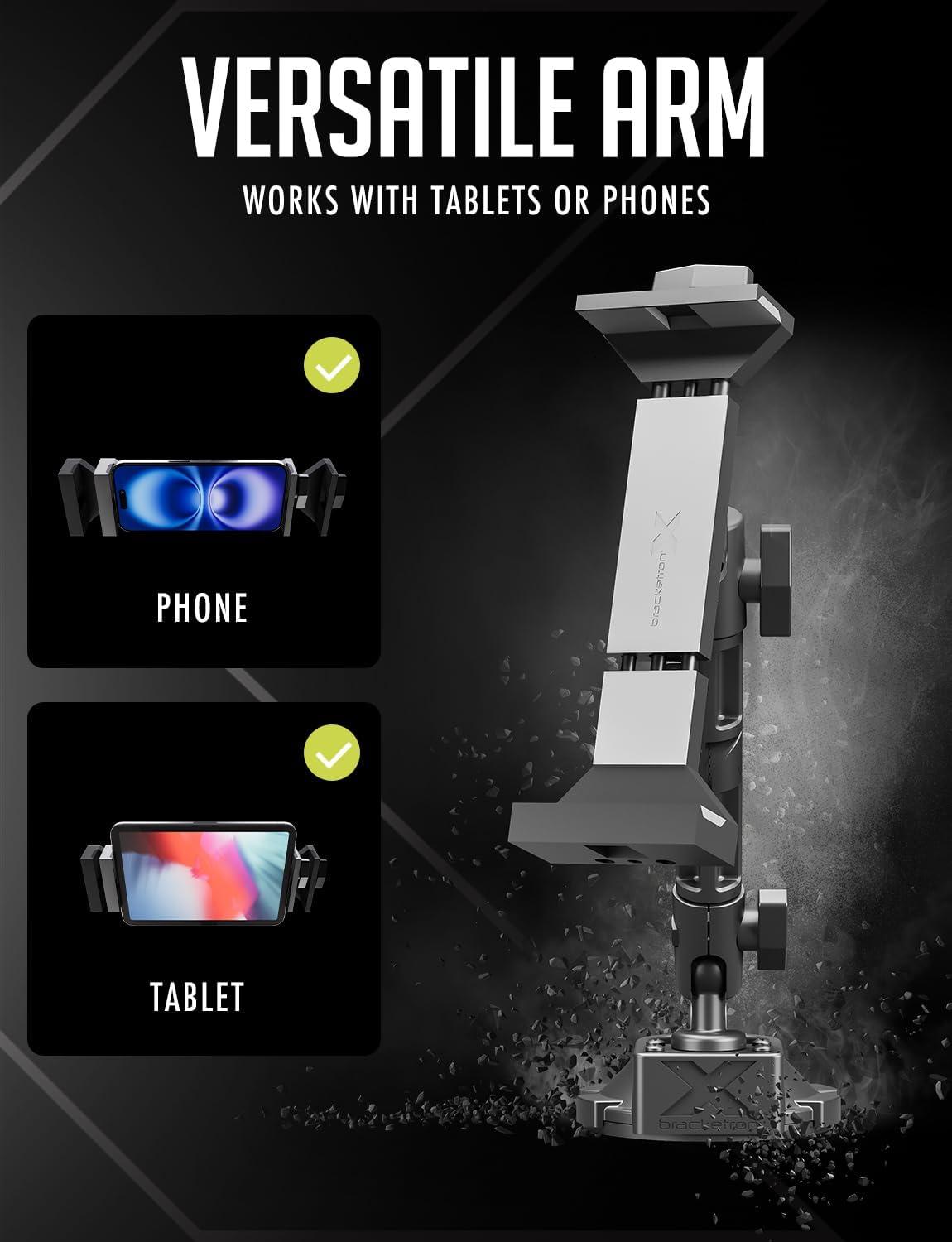 Bracketron HD Tablet Dock PRO Dashboard and Windshield Metal Clamp Mount Universal Tablet Holder for Cars and Trucks, Compatible with Tablets Up to 10 Inches Wide