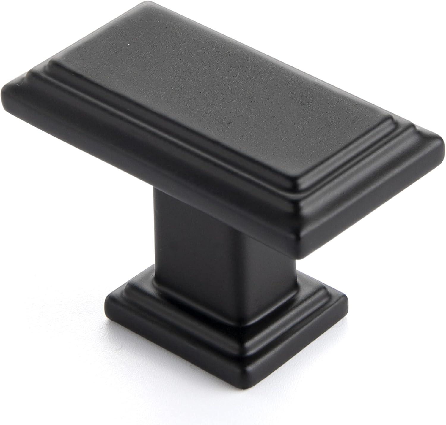 Matte Black Square Zinc Cabinet Knobs with Mounting Hardware