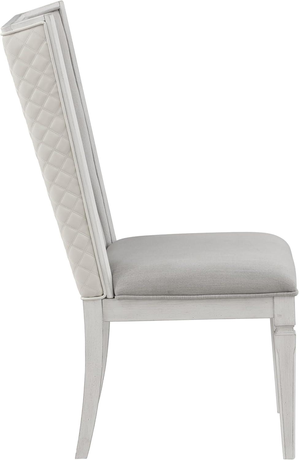 22.25" Katia Dining Chair Light Gray Linen and Weathered White Finish - Acme Furniture