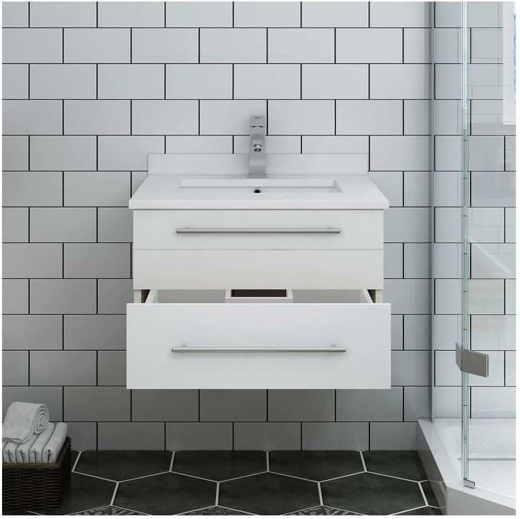 Fresca Lucera 24" Wall Hung Wood Bathroom Cabinet with Undermount Sink in Gray