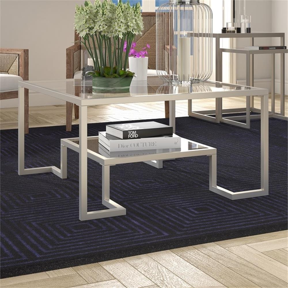 Henn&Hart Satin Nickel Square Coffee Table