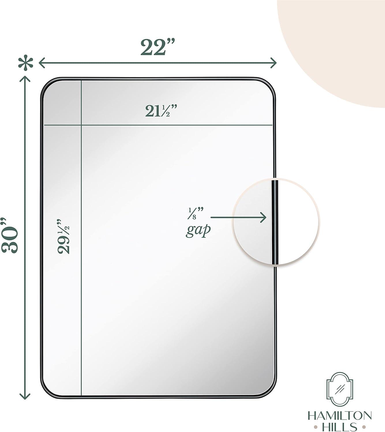 Hamilton Hills 18" x 48" Metal Black Framed Brushed Rectangular Wall Mirror