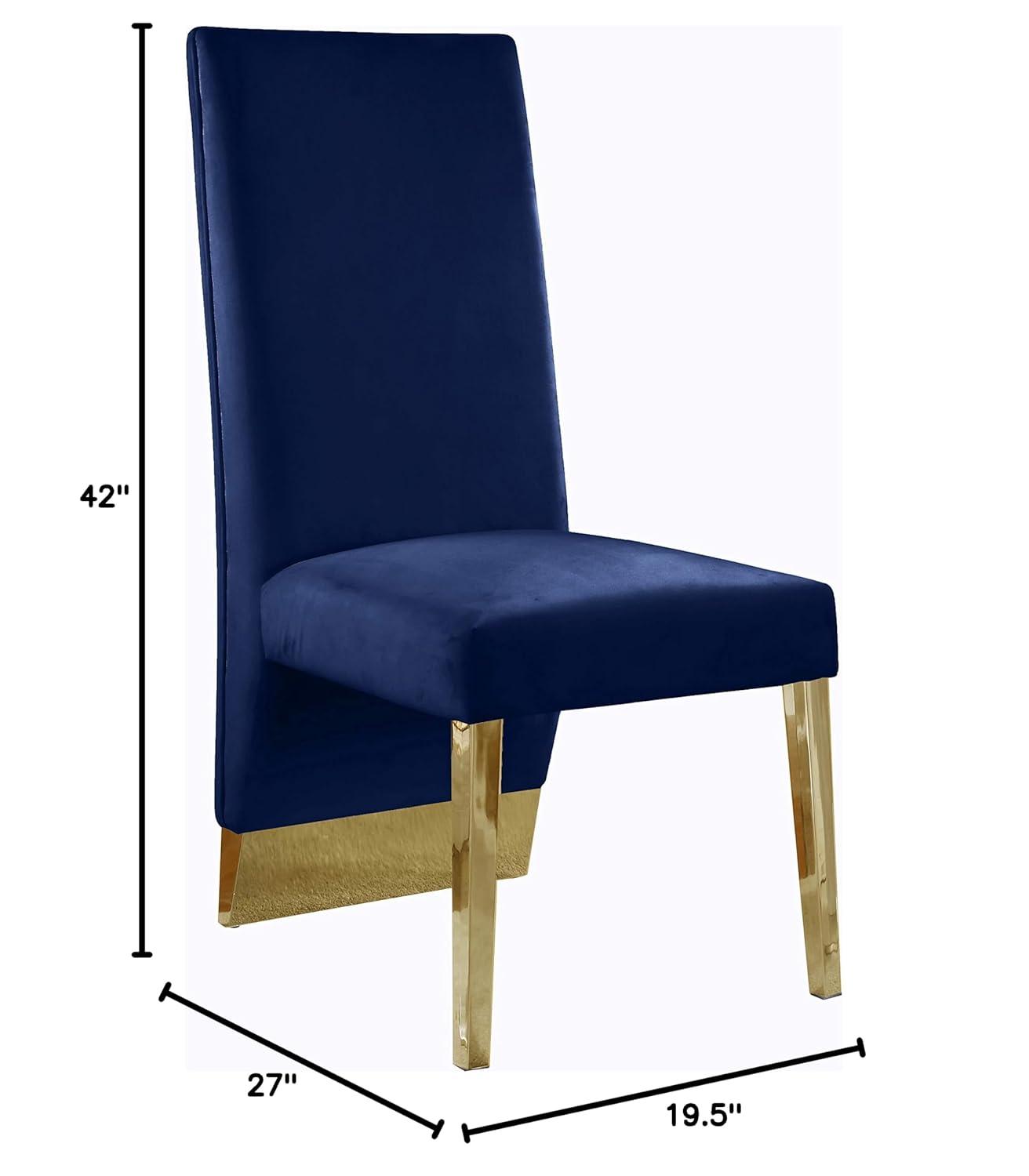 Meridian Furniture Porsha 19"H Velvet Dining Chair in Navy (Set of 2)