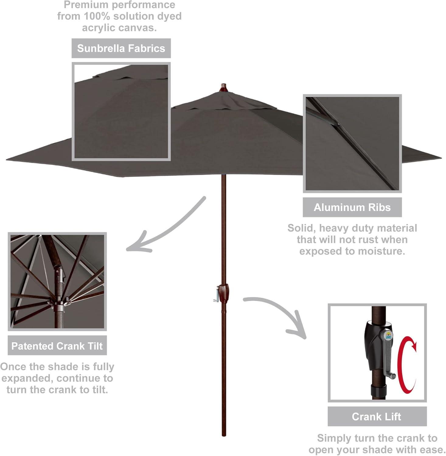 9' Charcoal Olefin Octagonal Patio Umbrella with Bronze Aluminum Pole