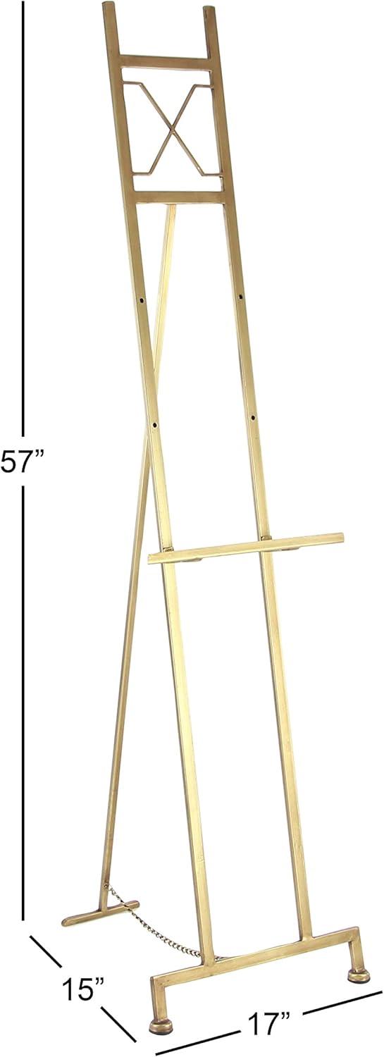 Gold Adjustable Metal Floor Easel with Chain Support