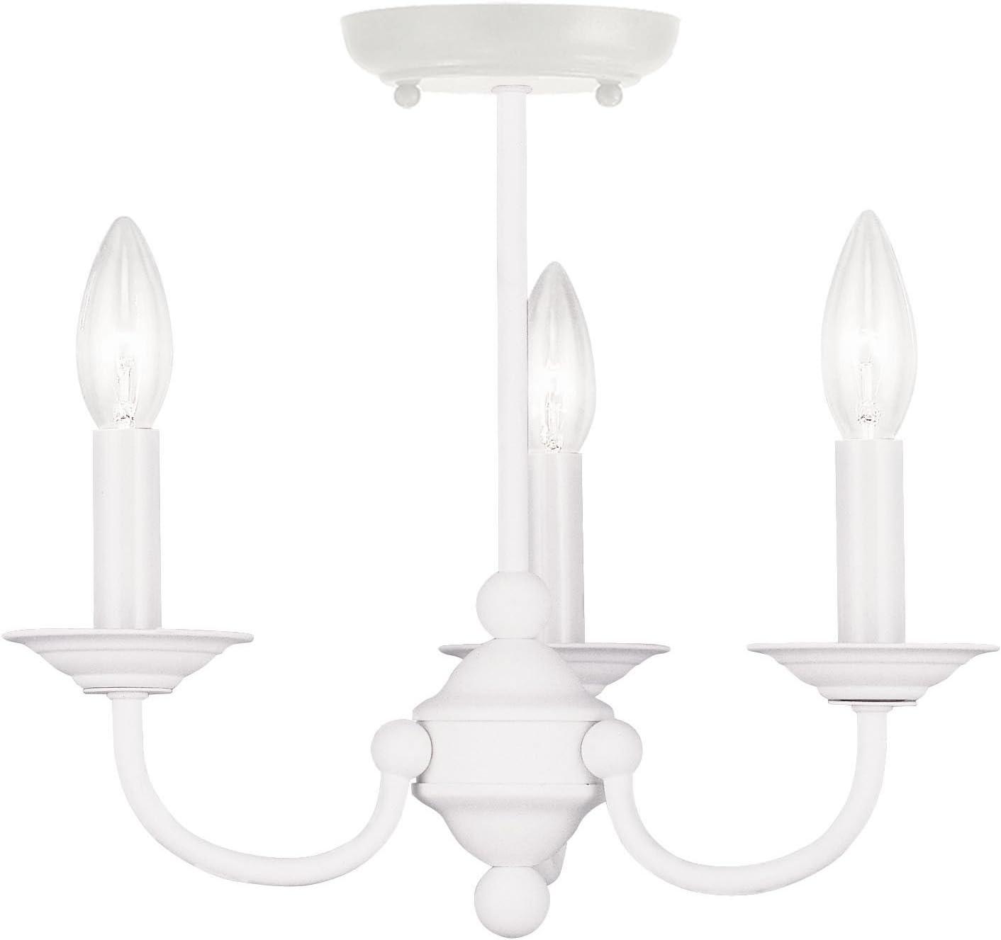 Elegant Mini 3-Light Candle Chandelier in Classic White