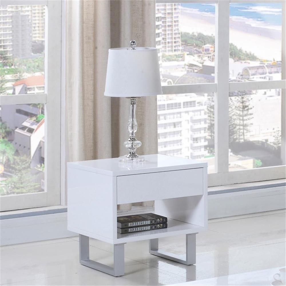 Coaster Contemporary Wood Storage End Table with 1-Drawer in White