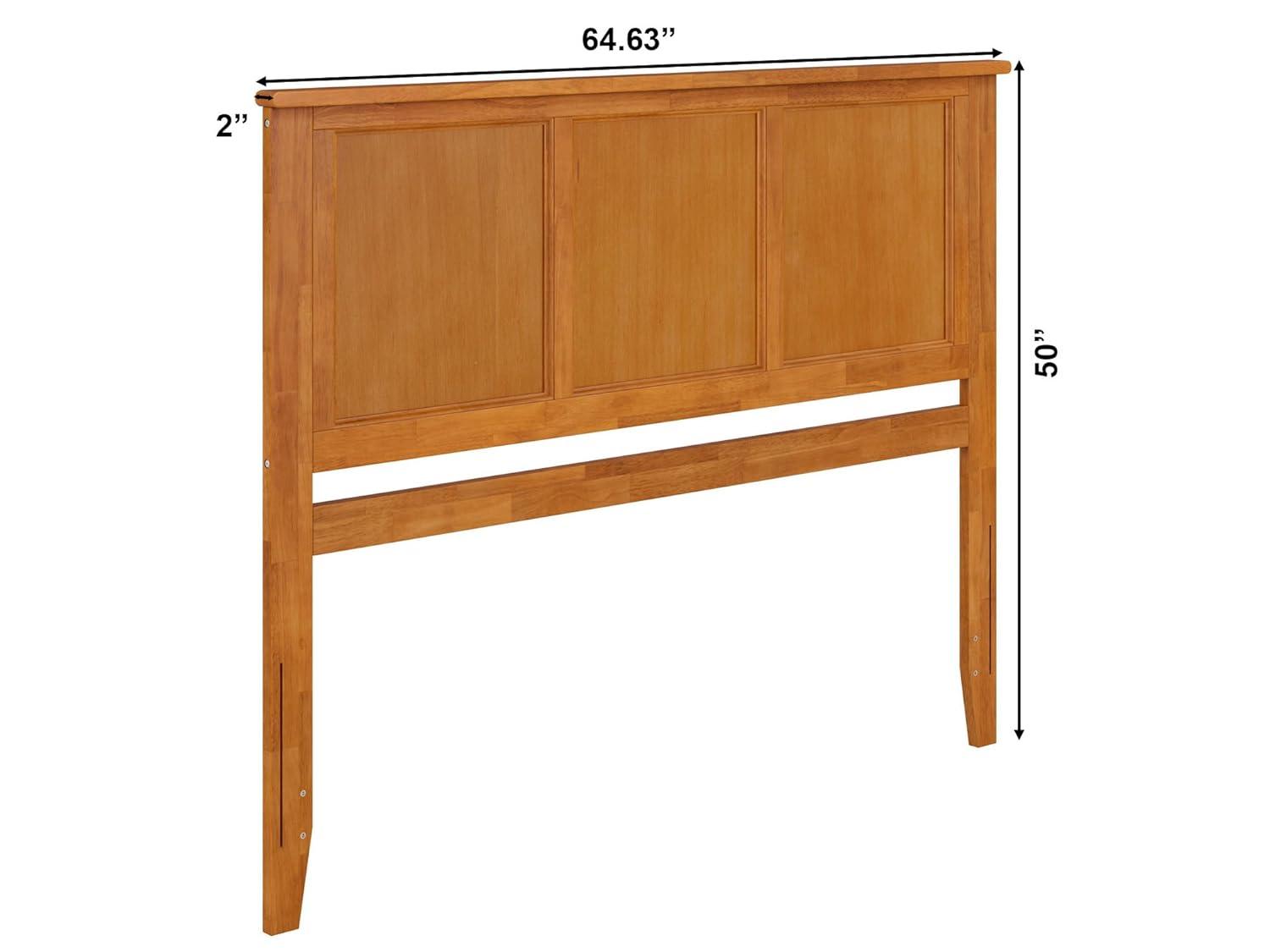 AFI Madison Queen Solid Wood Panel Headboard with Attachable Charger, Light Toffee
