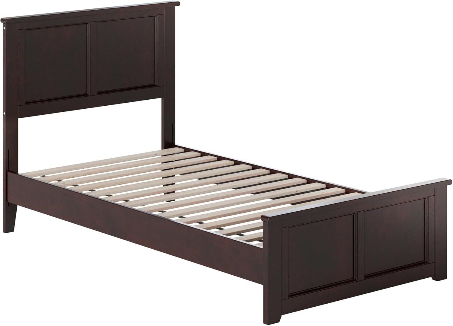 AFI Charlotte Cama con Plataforma de Perfil Bajo de Madera Maciza con Pie de Cama a Juego, Espresso