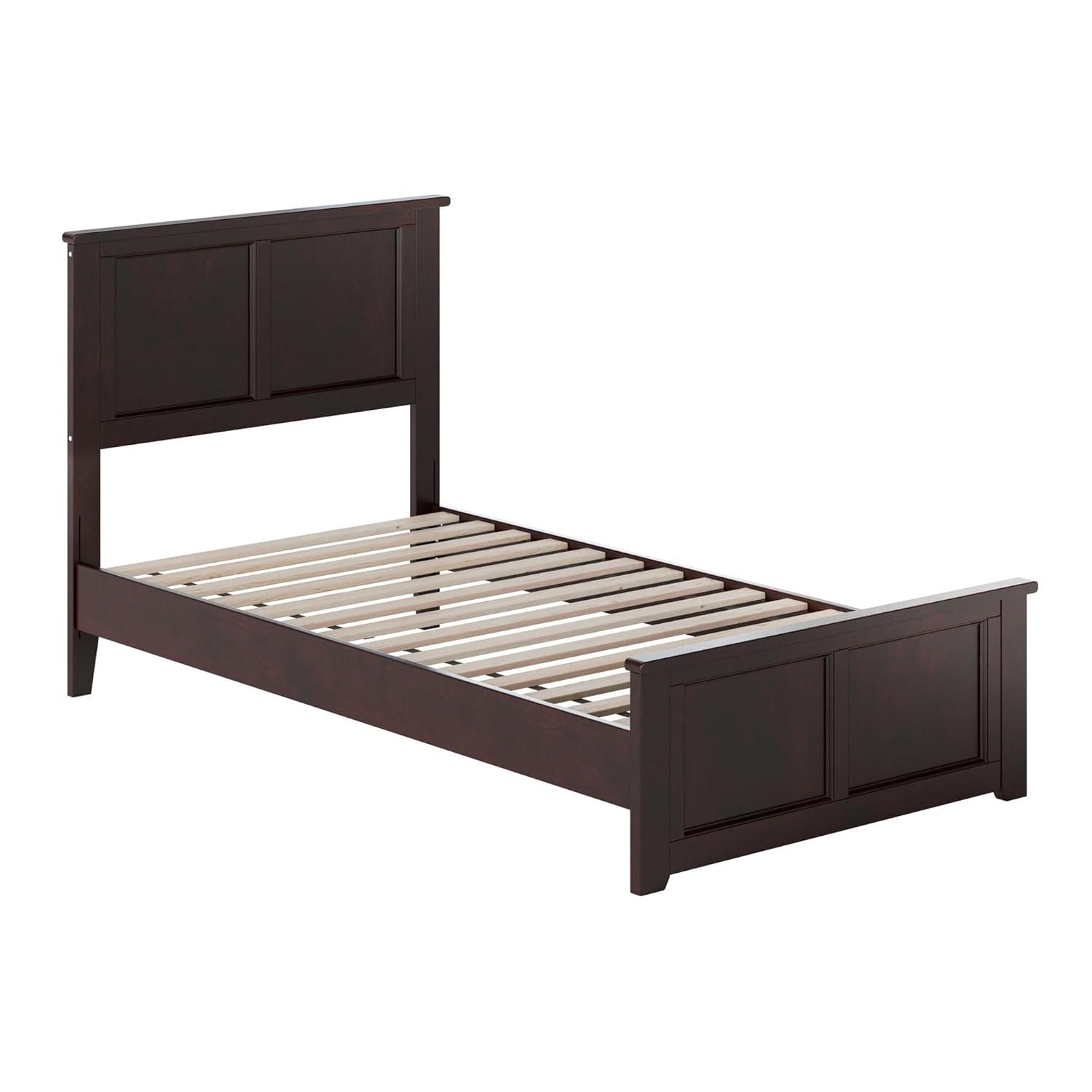 AFI Charlotte Cama con Plataforma de Perfil Bajo de Madera Maciza con Pie de Cama a Juego, Espresso