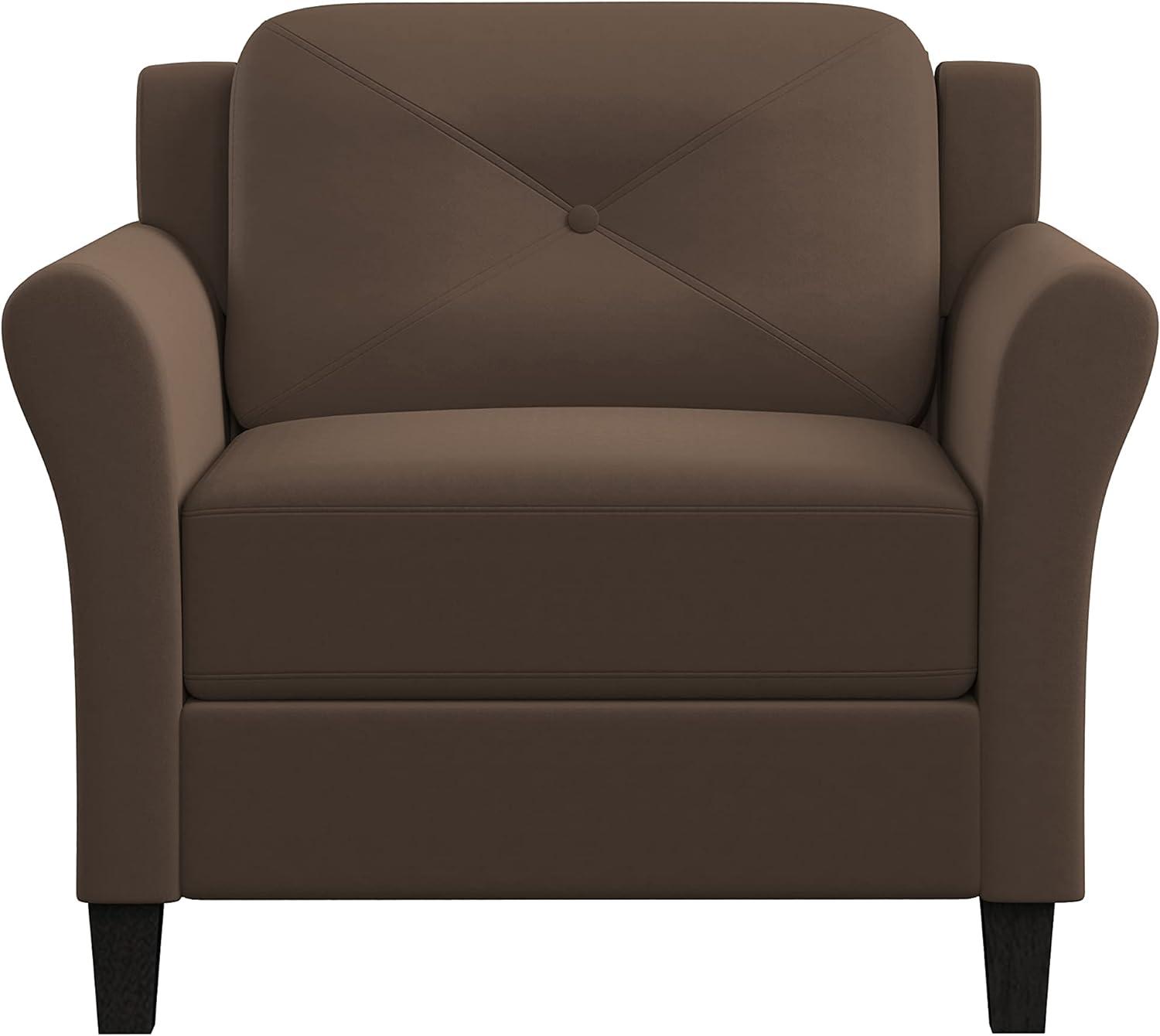 Harvard Brown Microfiber Accent Chair with Wood Frame