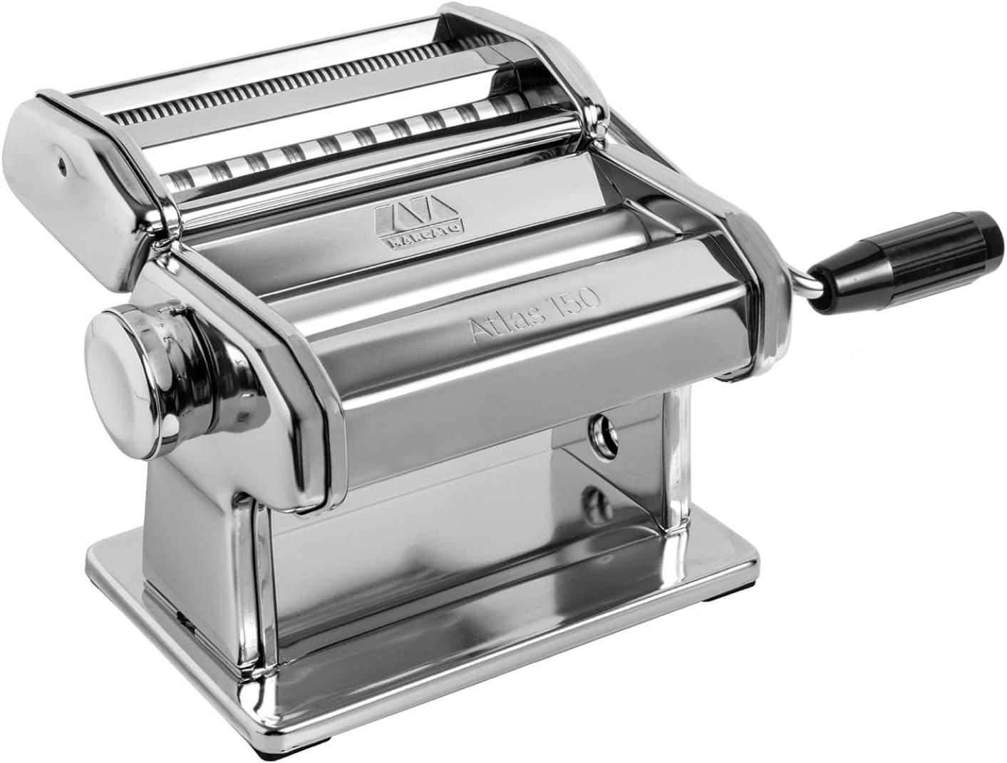 Marcato Atlas 150 Pasta Machine with Cutter and Hand Crank, Made in Italy