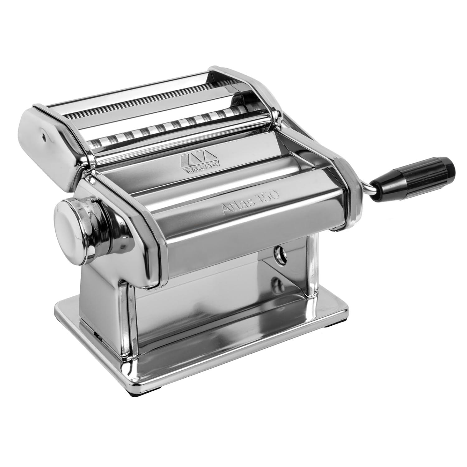 Marcato Atlas 150 Pasta Machine with Cutter and Hand Crank, Made in Italy