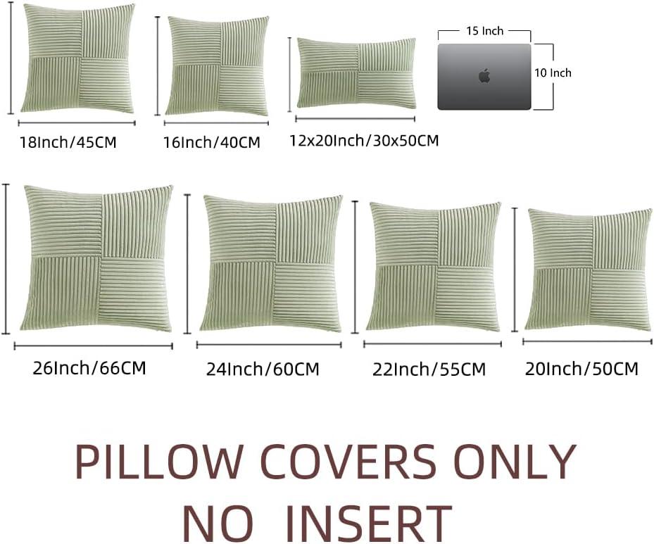 Fancy Homi 2 Packs Dusty Blue Decorative Throw Pillow Covers 12x20 Inch with Pom-poms for Couch Bed Living Room, Farmhouse Boho Home Decor, Soft Corduroy Cute Lumbar Cushion Case 30x50 cm