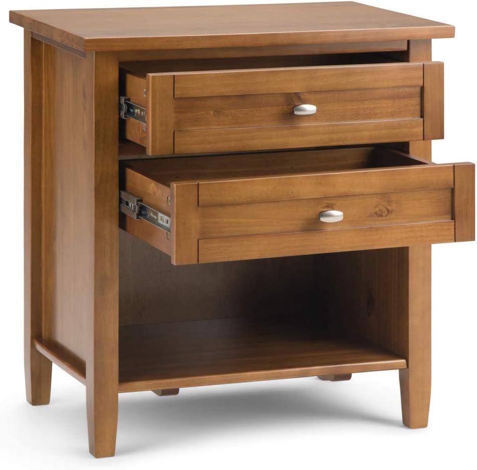 Simpli Home Warm Shaker 24"W Solid Wood Bedside Table with Two Drawers