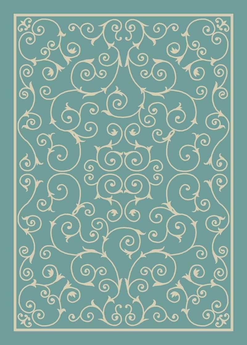 Luxe Light Blue Floral Square Synthetic Easy-Care Outdoor Rug 7'9" x 10'10"