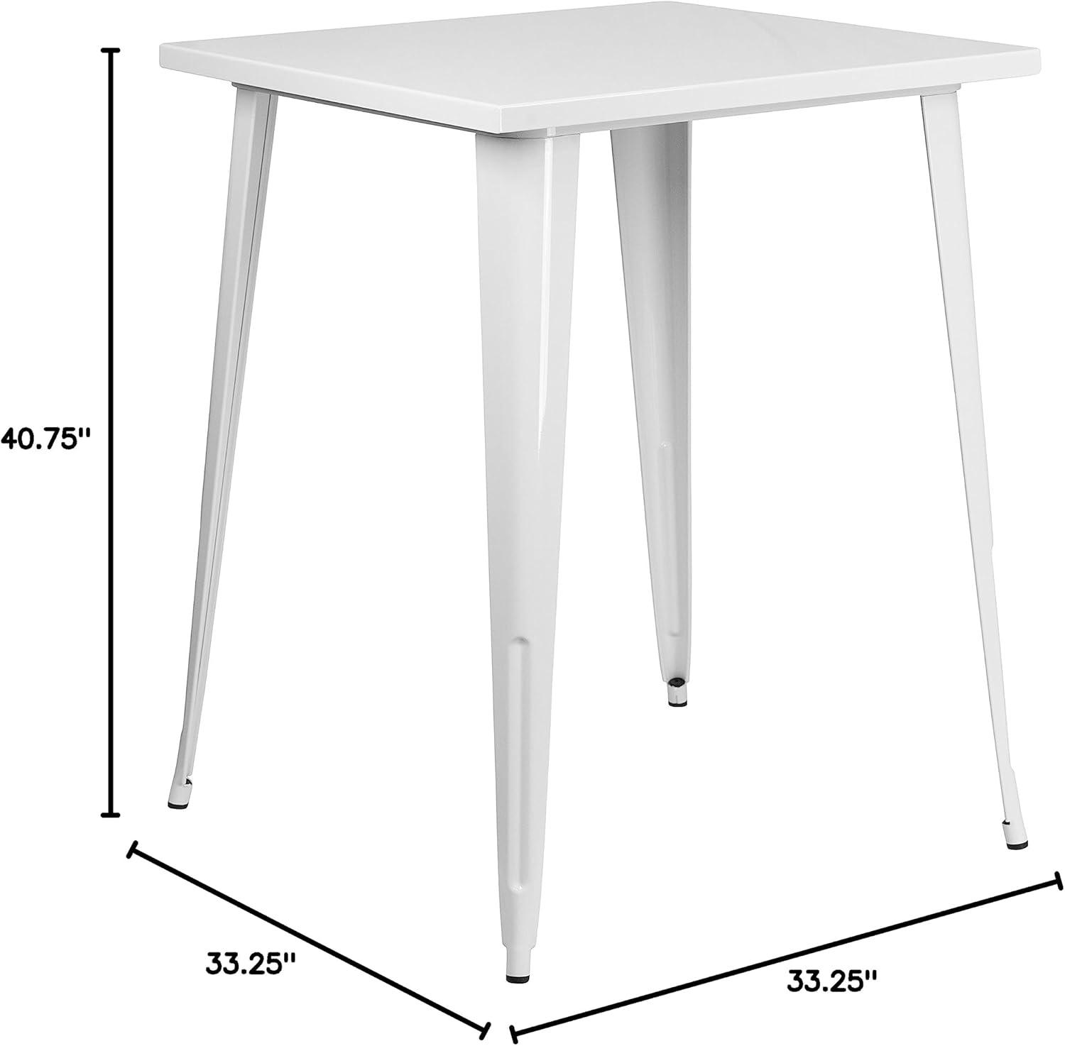 Emma White Metal Indoor-Outdoor Bar Height Dining Table