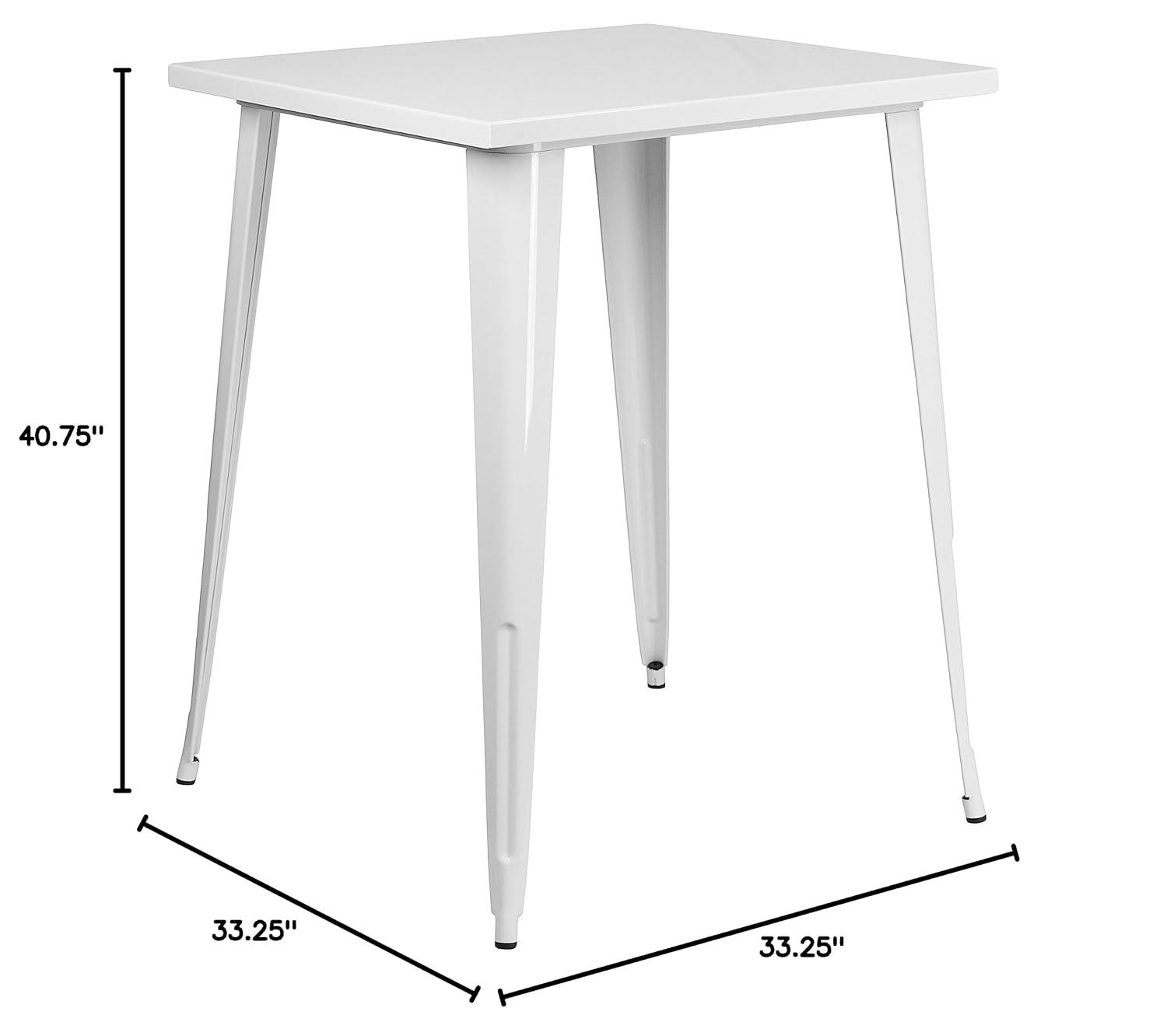 Emma and Oliver Commercial Grade 31.5" Square White Metal Indoor-Outdoor Bar Height Table