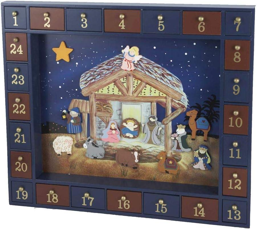 Blue and Red Nativity Advent Calendar with Magnetic Figures