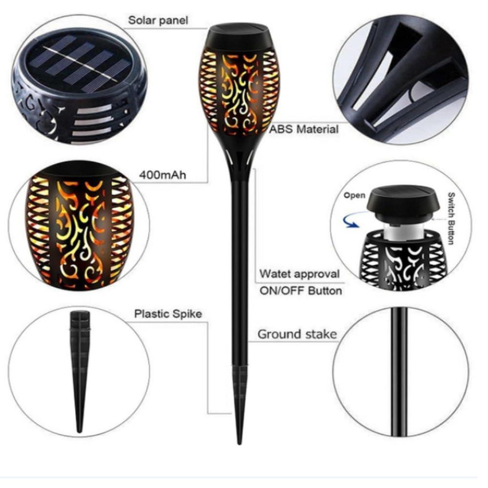 4 Pack Solar Lights Outdoor, Solar Torch Lights Outdoor Flickering Flame for Outdoor Decorations, Waterproof Garden Light Solar Powered , Torches Flame Light for Outside Yard Patio Lawn Garden Decor