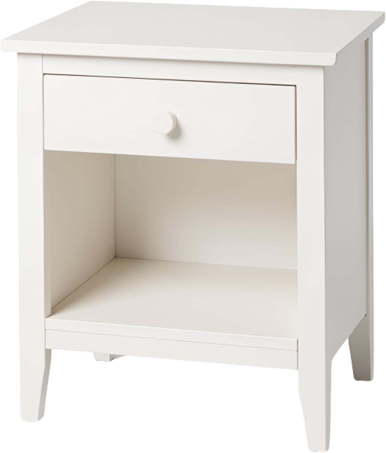 Alaterre Furniture Simplicity Nightstand, Bedside Table with Drawer, Perfect for Kids Bedroom, White