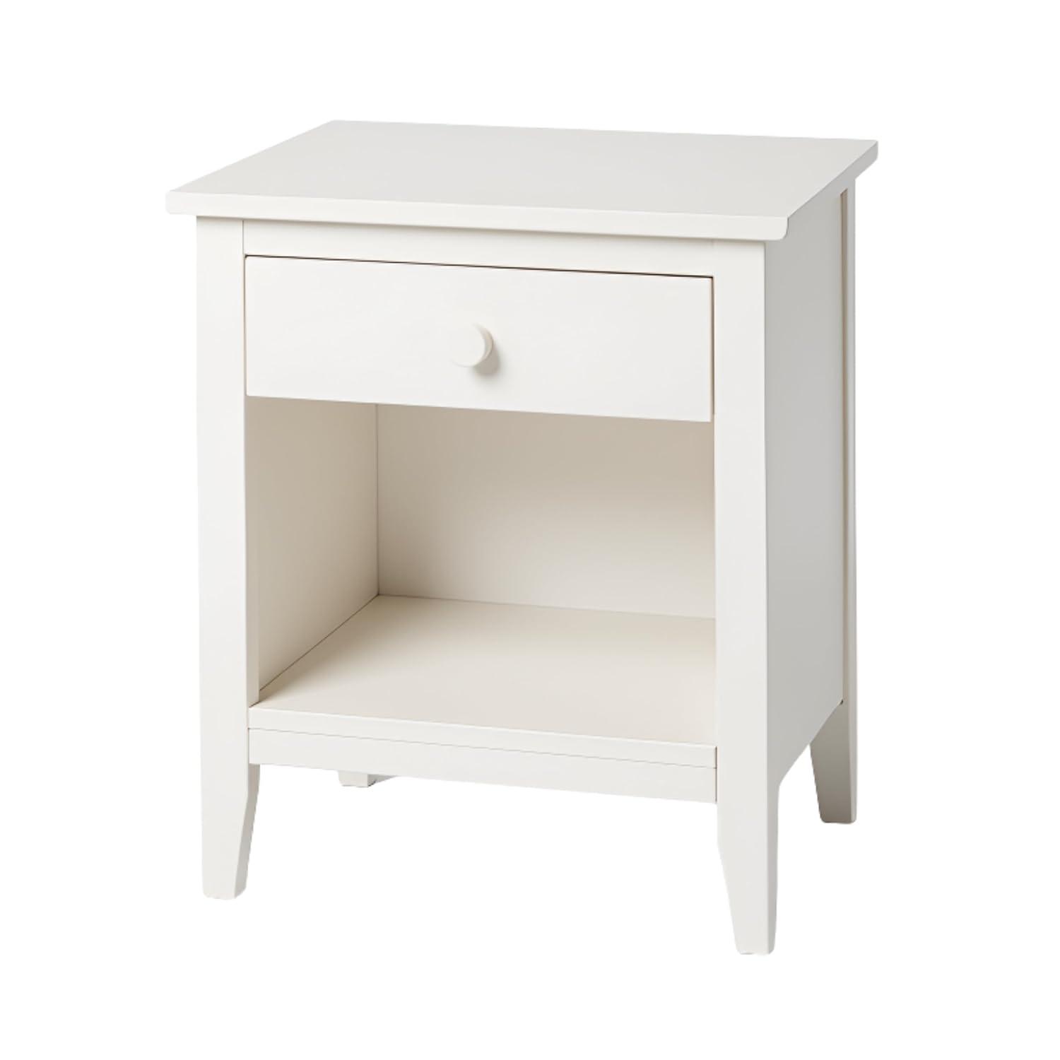 Alaterre Furniture Simplicity Nightstand, Bedside Table with Drawer, Perfect for Kids Bedroom, White