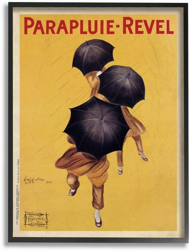 Stupell Industries Parapluie-Revel Vintage Poster Yellow Design Graphic Art Black Framed Art Print Wall Art, 16x20, by Marcello Dudovich