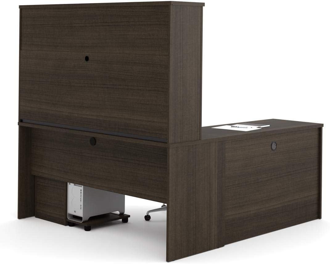 Bestar Embassy 66" L-Desk with Hutch in Dark Chocolate