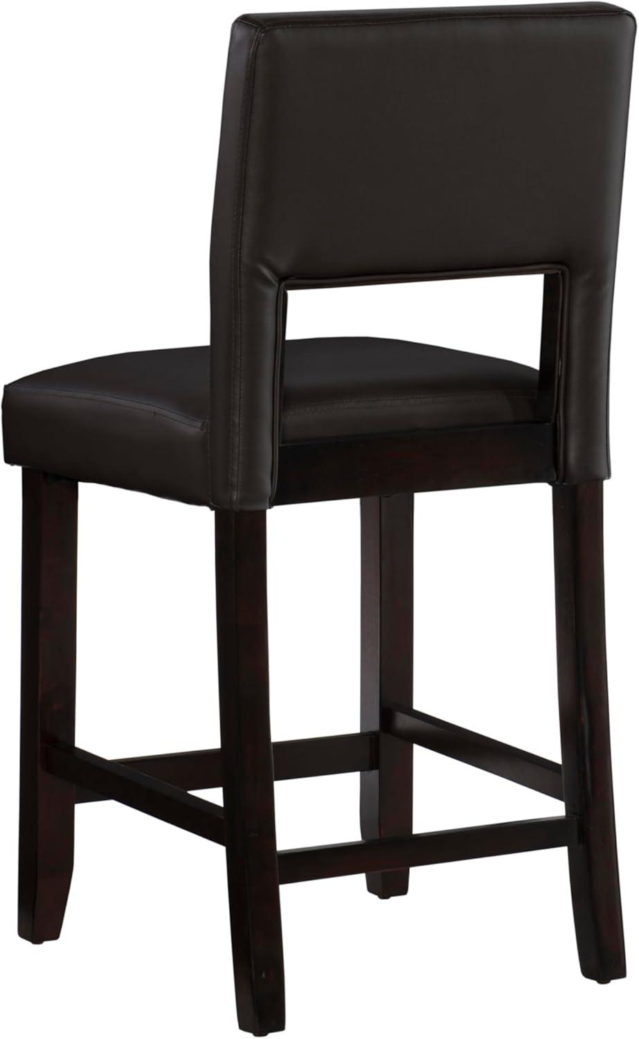 24" Vega Padded Counter Height Barstool with Ergonomic Footrest & Espresso Finish - Linon