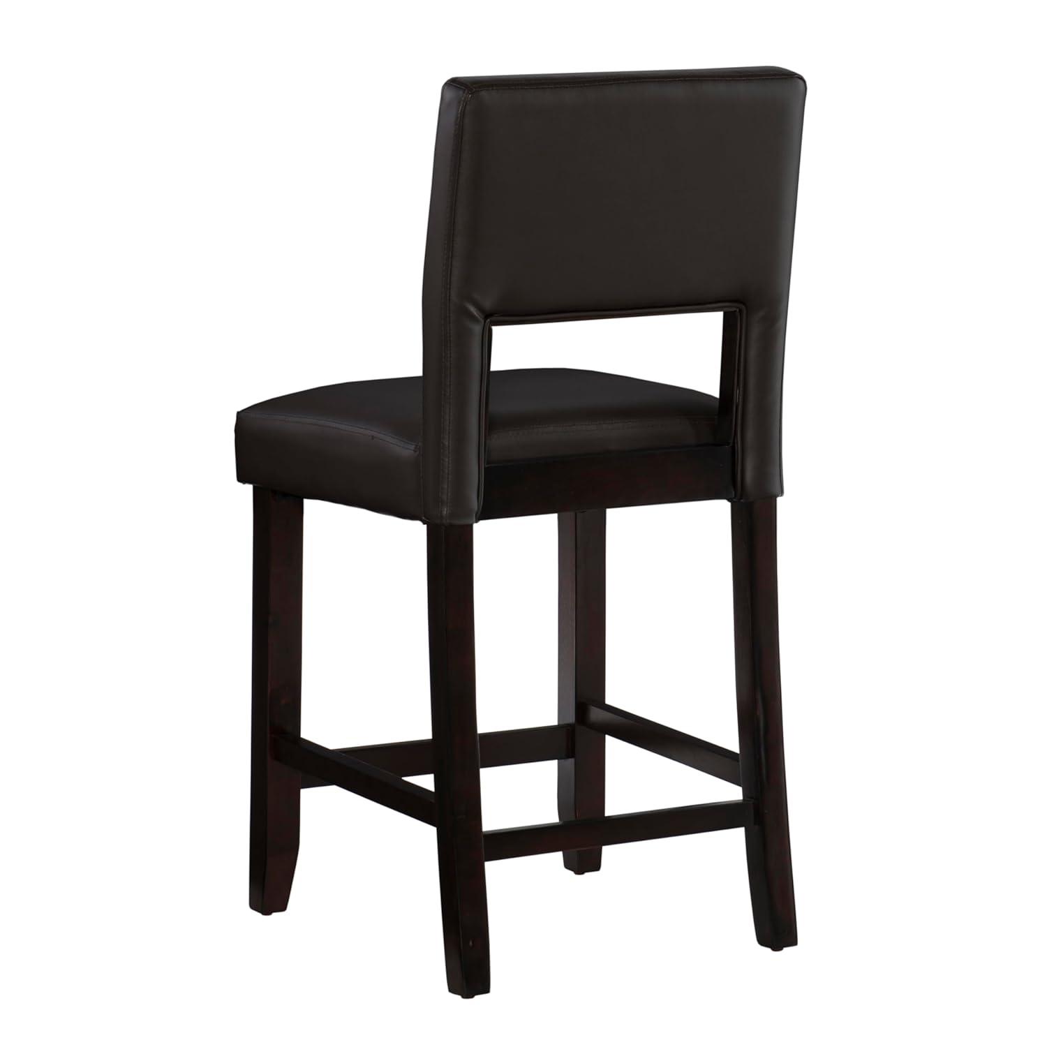 24" Vega Padded Counter Height Barstool with Ergonomic Footrest & Espresso Finish - Linon