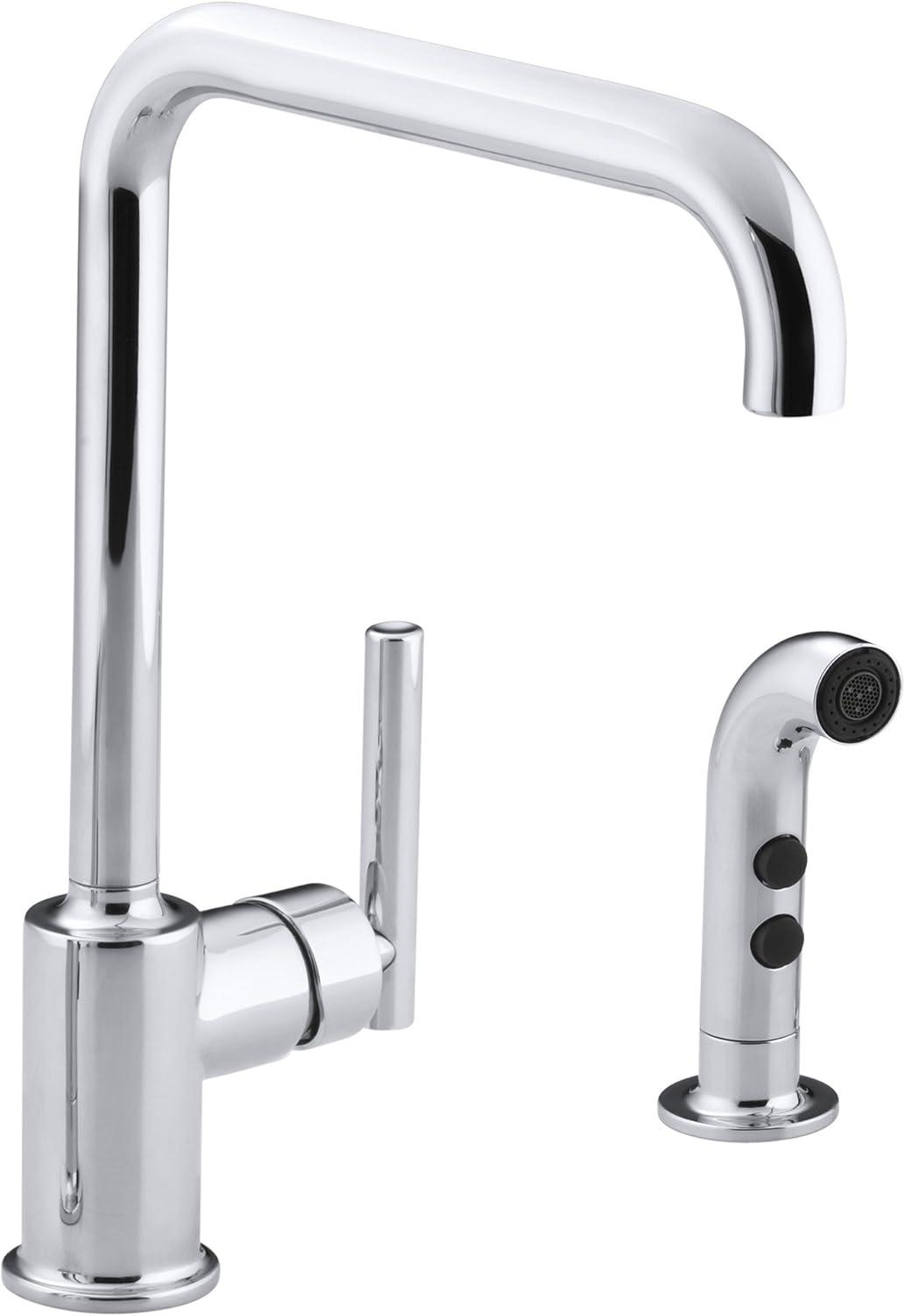 Purist® Two-Hole Kitchen Sink Faucet with 8" Spout and Matching Finish Sidespray