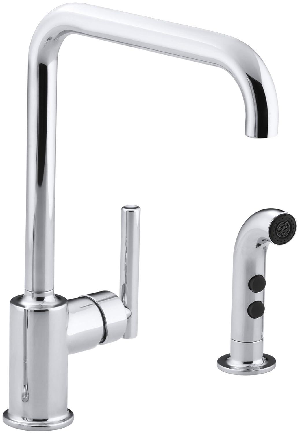 Purist® Two-Hole Kitchen Sink Faucet with 8" Spout and Matching Finish Sidespray