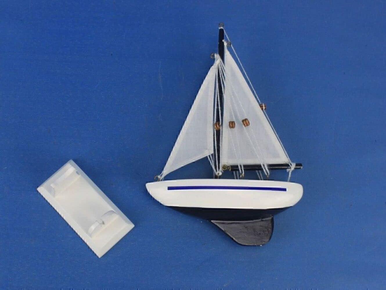 Hampton Nautical Wooden Enterprise Model Sailboat Christmas Ornament 9" - Tree Ornament - Wood M