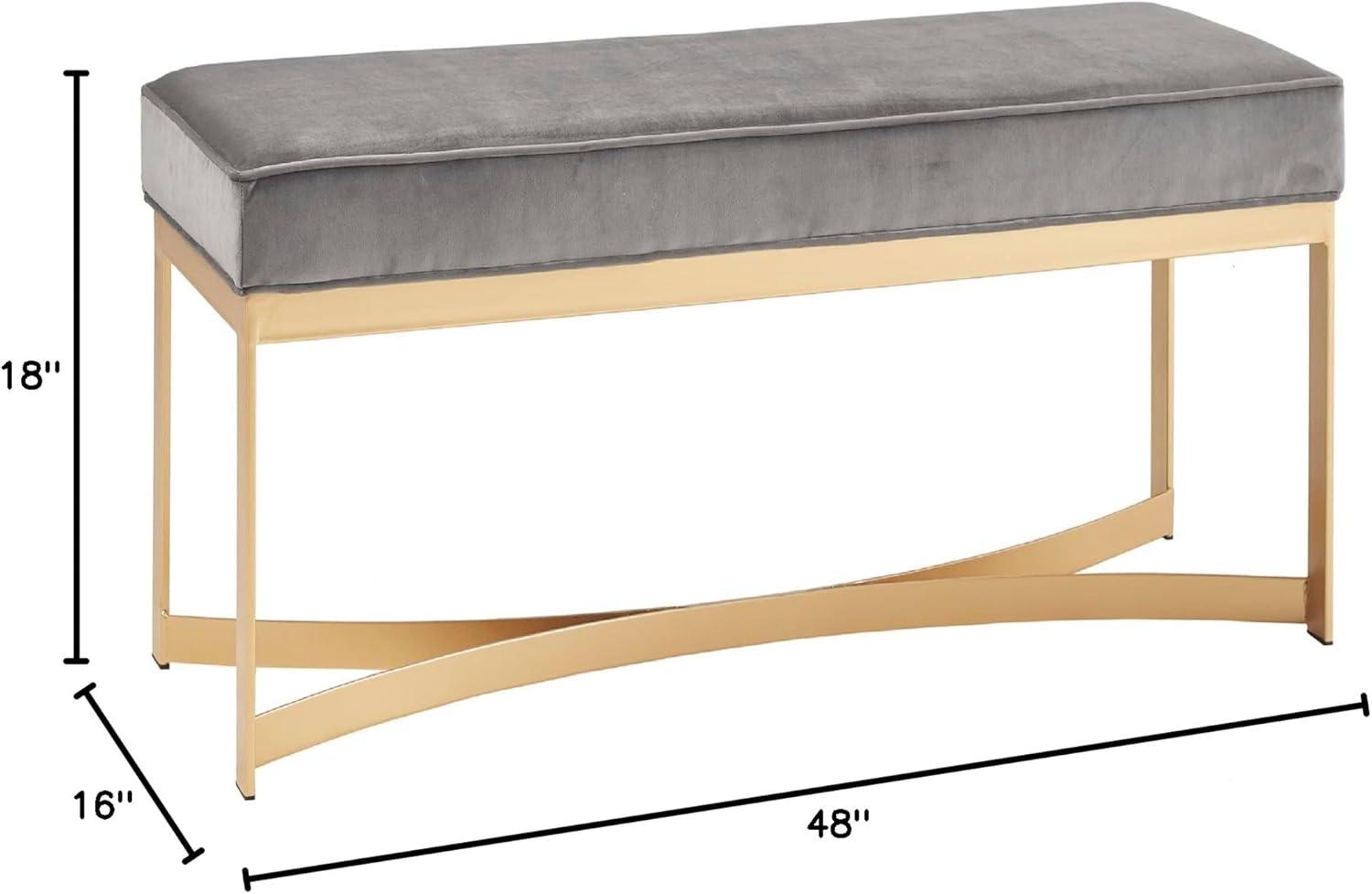 Martha Stewart Secor Velvet Upholstered Bench with Metal Base