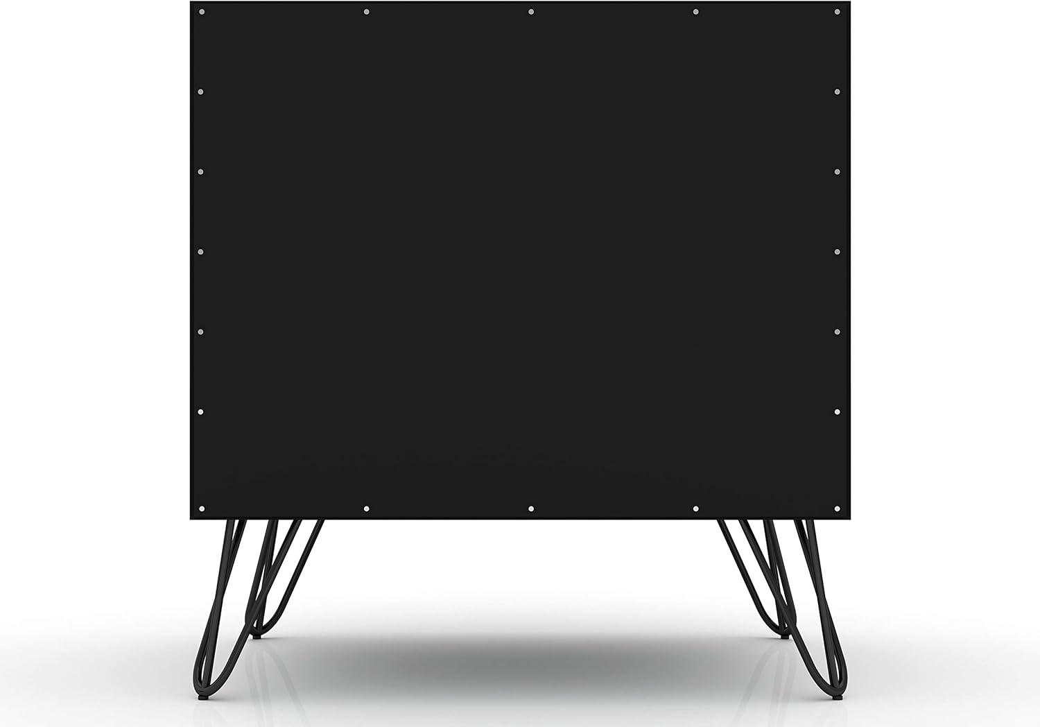 2.0 Rockefeller Nightstand Black - Manhattan Comfort: Modern Bedside Table with Metal Legs & Storage