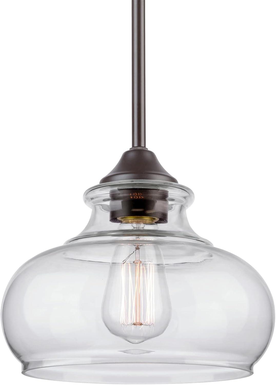 Harlow 9" Oil Rubbed Bronze Pendant Light with Clear Glass Shade