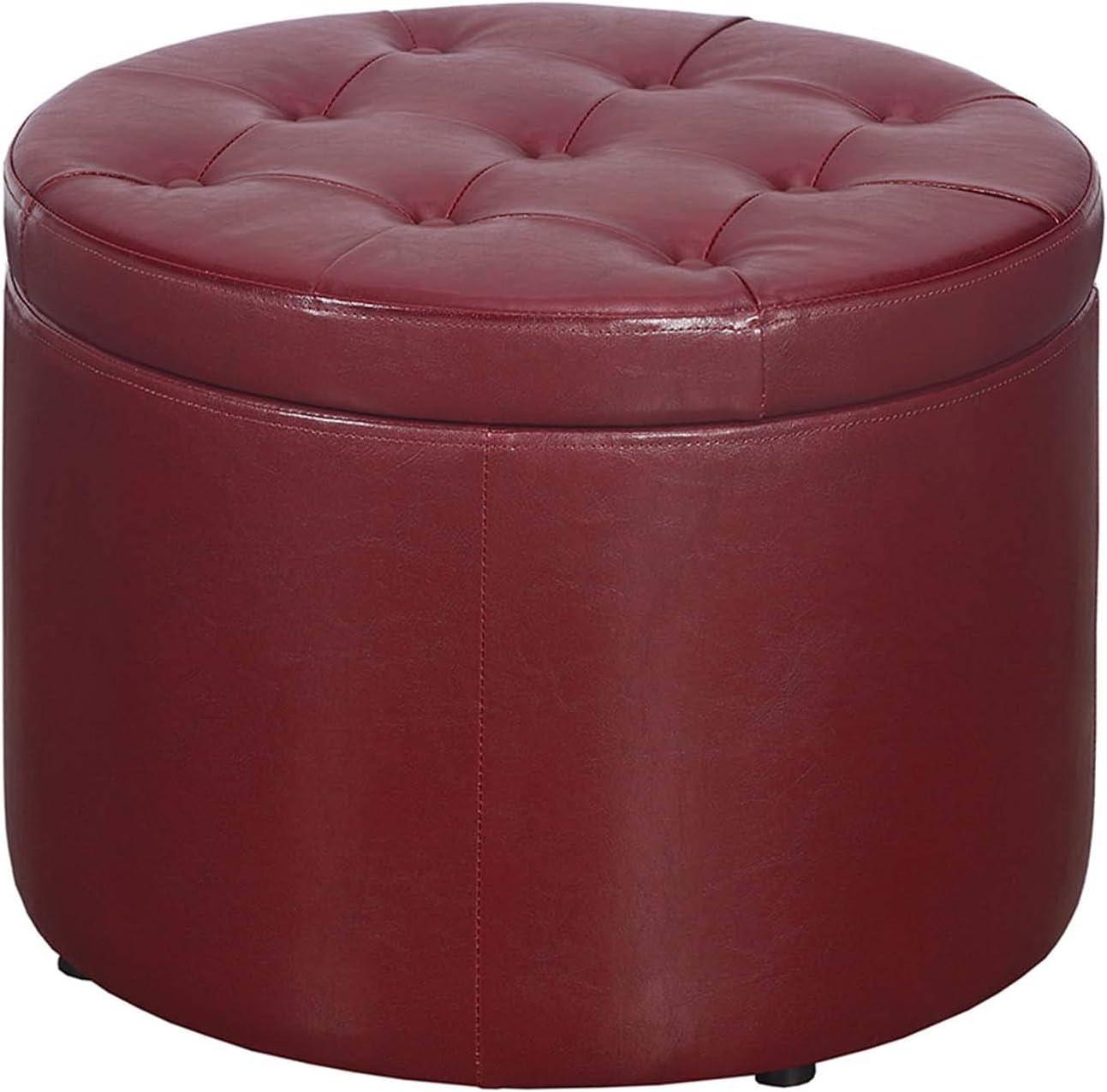 Convenience Concepts Designs4Comfort Round Shoe Ottoman, Burgandy