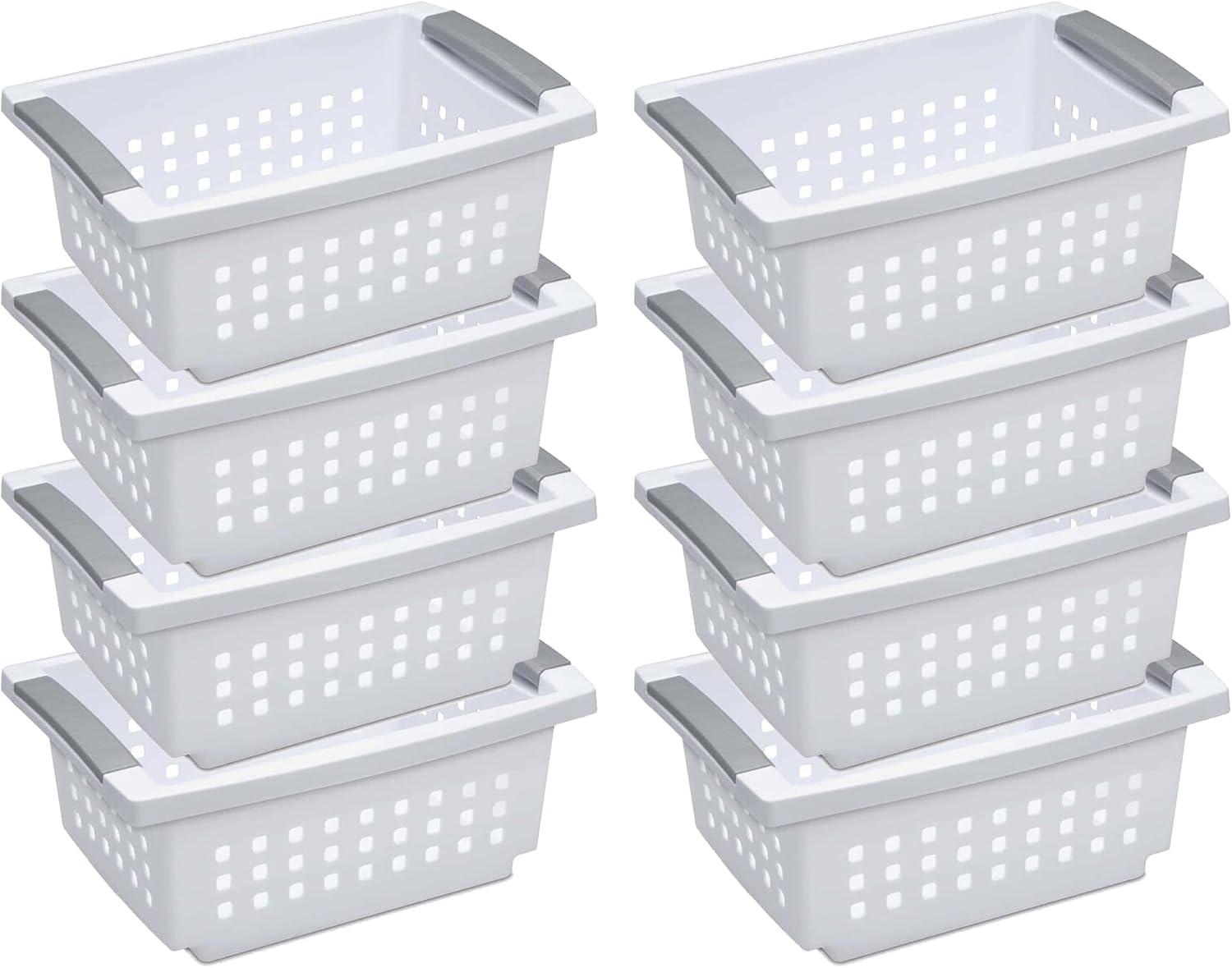 Sterilite 8-Pack White Plastic Ventilated Storage Baskets