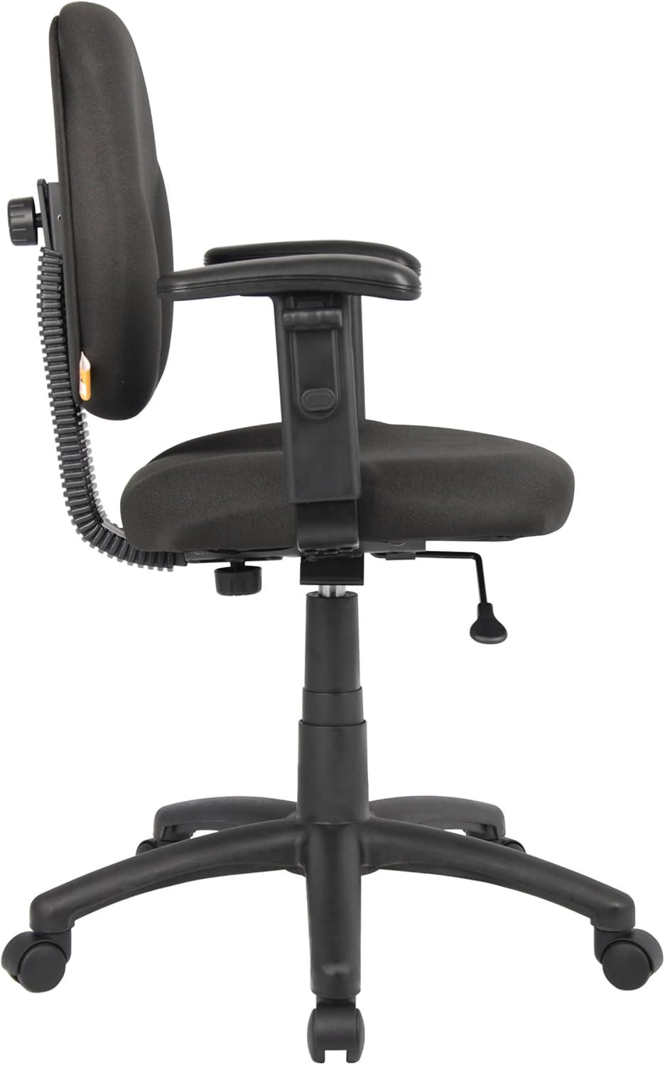 Black Adjustable Ergonomic Task Chair with Fabric Upholstery