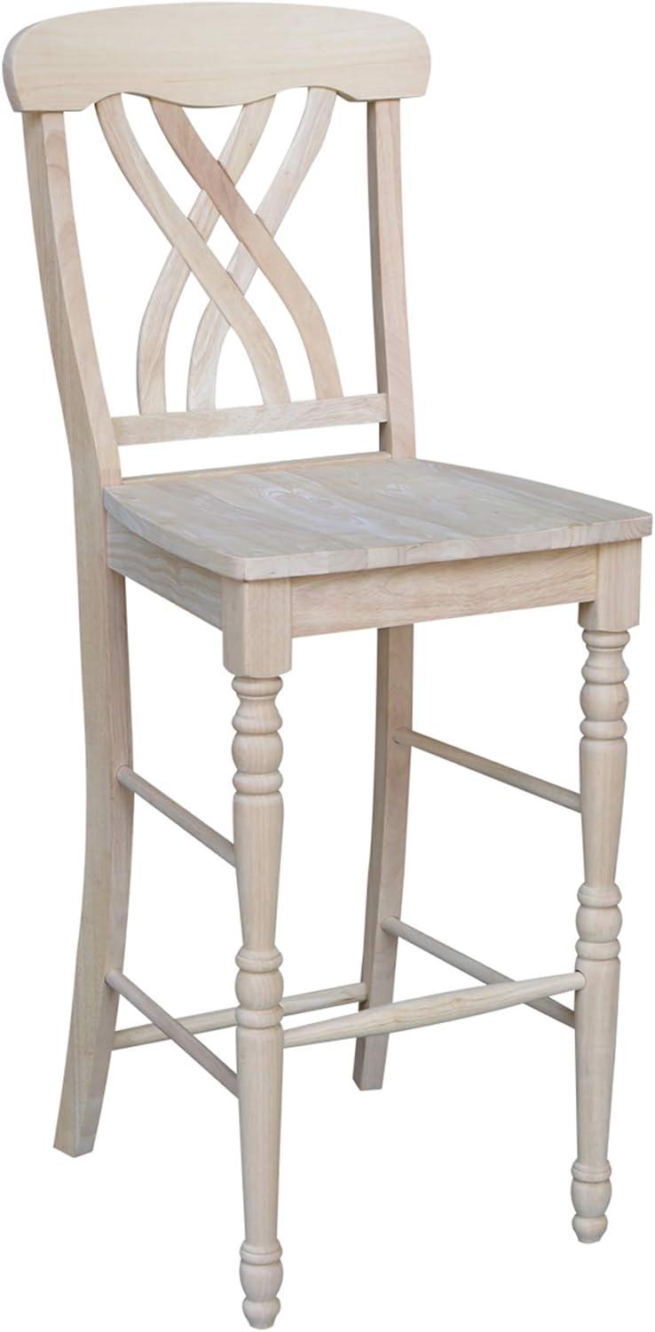 Traditional Parawood 30" Latticeback Bar Stool in Warm Brown