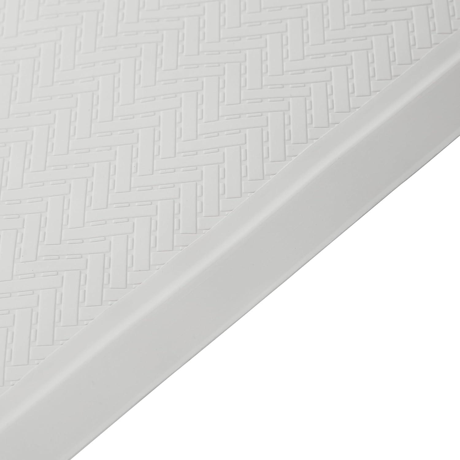 White Non-Slip Rectangular Bath Mat with Suction Cups