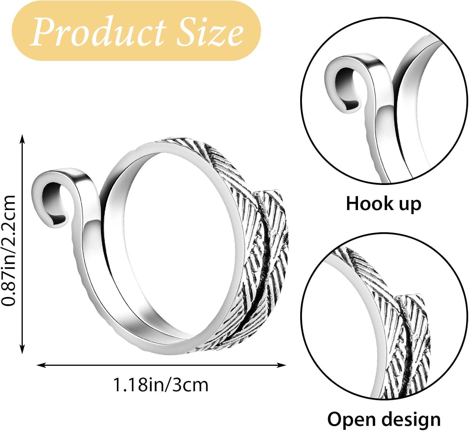 Adjustable Silver Metal Knitting Crochet Loop Rings