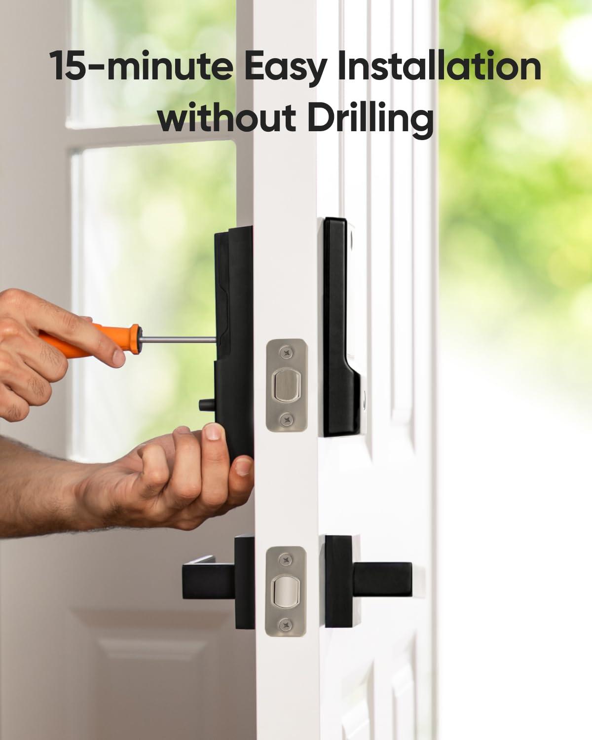 SOSHNA Security Smart Lock C220, Fingerprint Keyless Entry Door Lock, Built-in Wi-Fi, App Remote Control, Front Door Smart Lock Deadbolt, 8Months Battery, Reliable Power, IP53 Waterproof