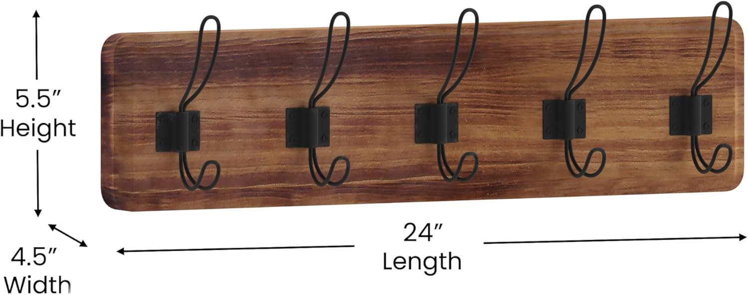 Flash Furniture Daly Rustic Rectangle Wood Coat Rack with Shelf/Storage, Rustic Brown
