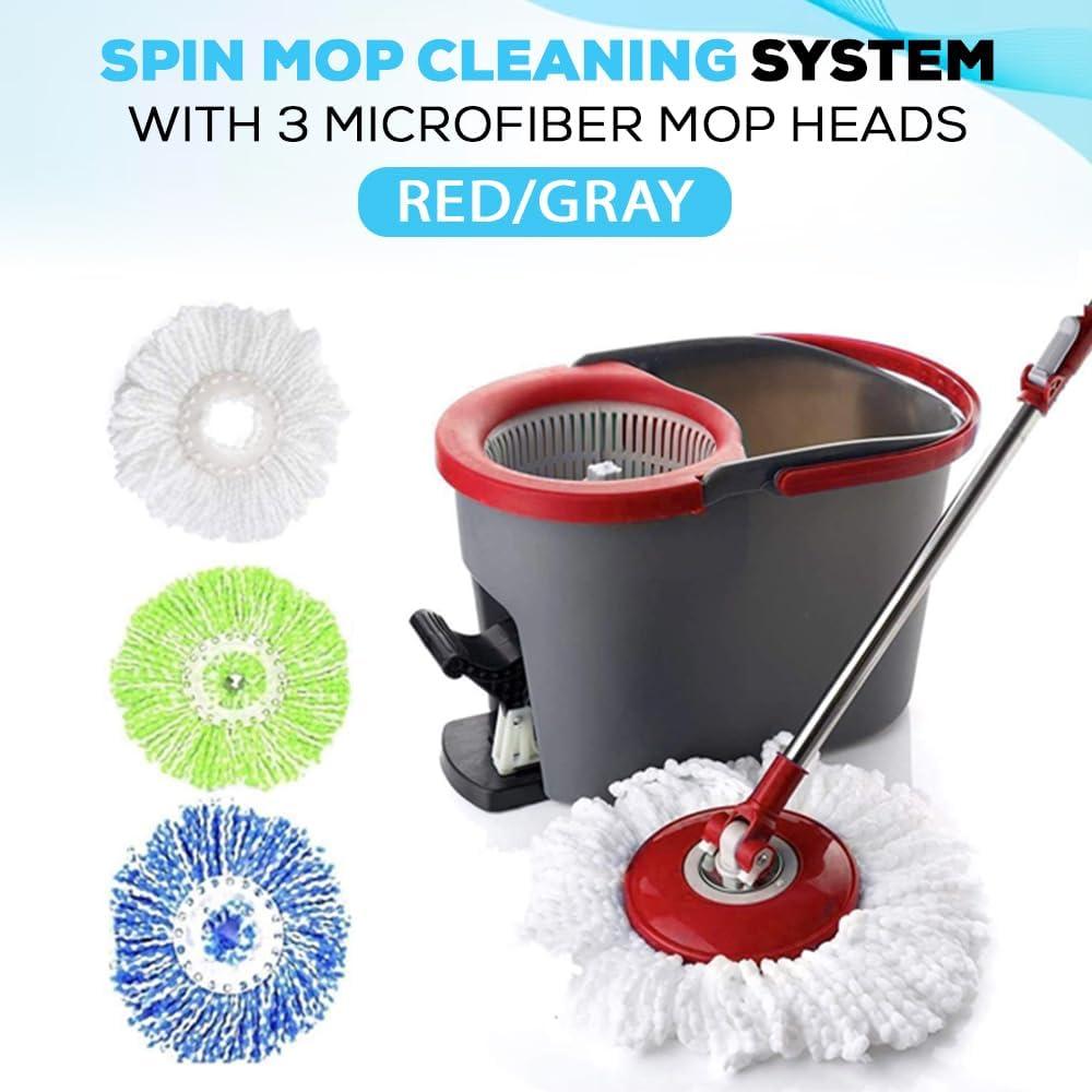 Simpli-Magic Spin Mop and Bucket with Foot Pedal & 3 Microfiber Heads (1 Year Warranty)