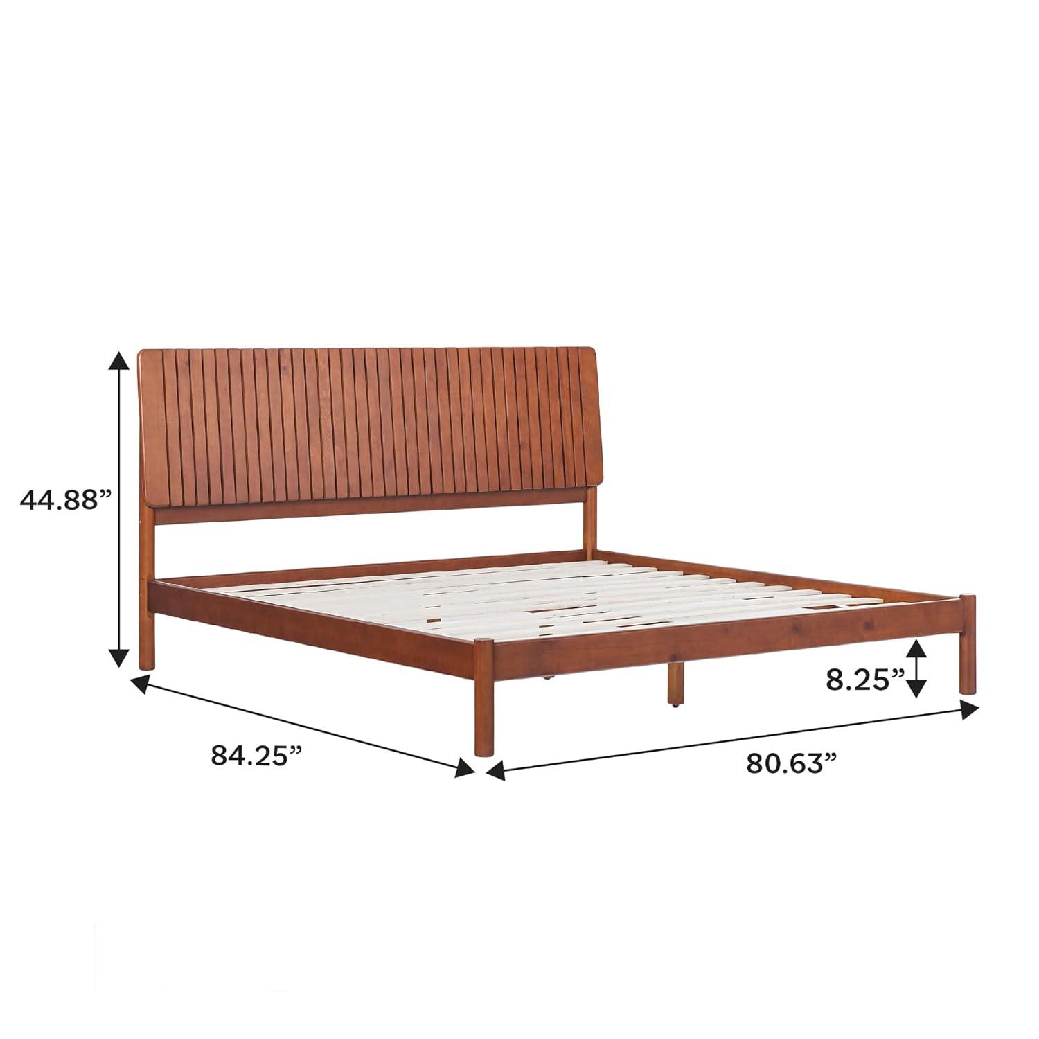 Walker Edison Transitional Solid Wood Platform King Bed - Brown