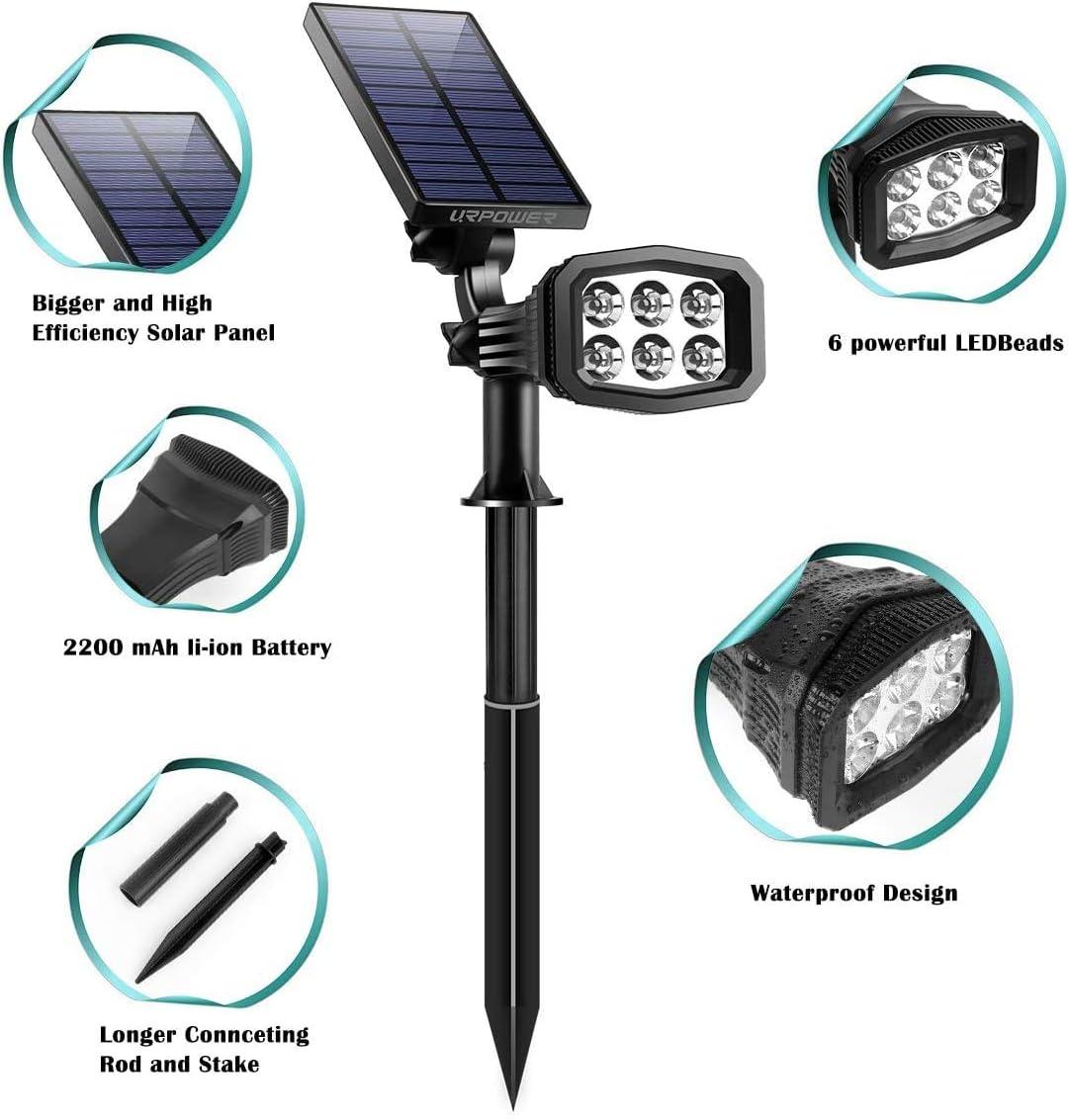 Black Solar Powered Outdoor Spot Lights with Adjustable Panels