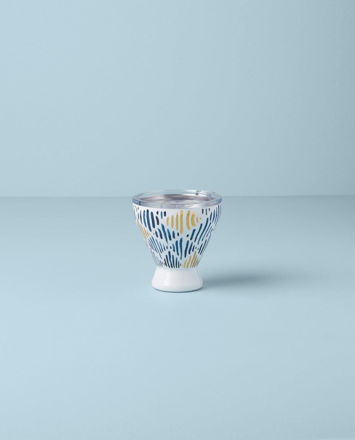 Blue Bay Ikat Pattern Stainless Steel Cocktail Tumbler