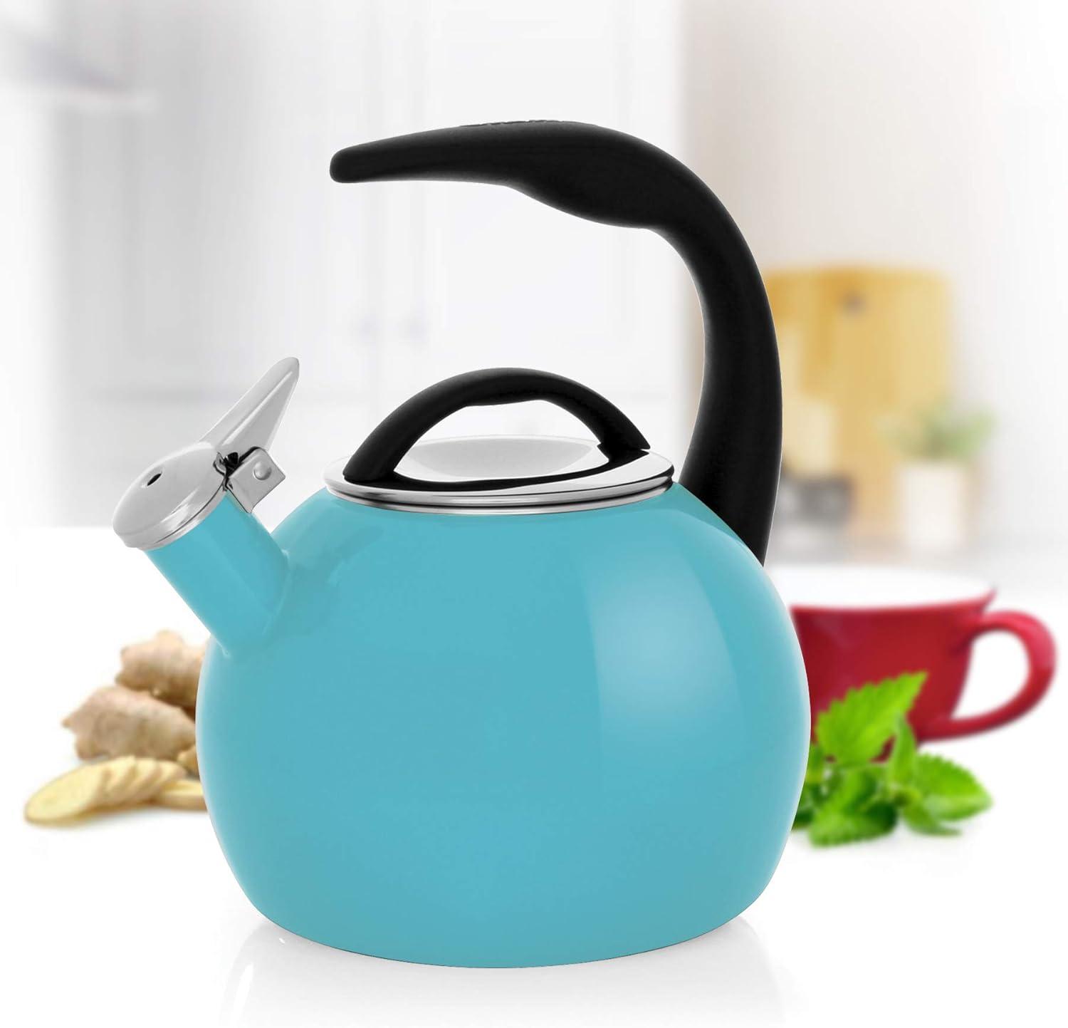 Chantal 37-ANN AQ Enamel on Steel 40th Anniversary Teakettle, 2 quart, Aqua