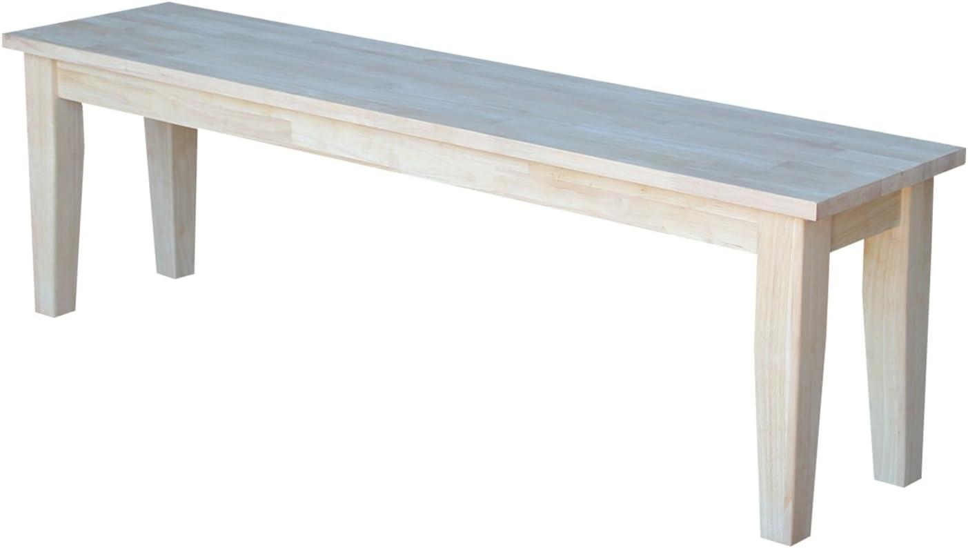 60" Shaker Style Bench Unfinished - International Concepts: Solid Parawood, Rectangle, 400lb Capacity